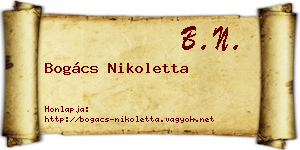 Bogács Nikoletta névjegykártya