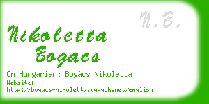 nikoletta bogacs business card