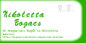 nikoletta bogacs business card